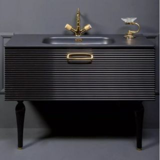 Тумба под раковину Armadi Art Vallessi Avangarde Linea 80см чёрный/золото 842-080-BG