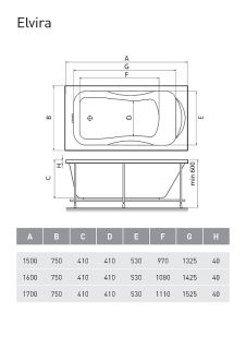Акриловая ванна Relisan Elvira  160x75 Гл000000979 без гидромассажа