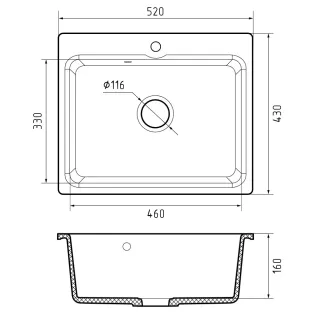Мойка кухонная Reflexion Optima 52-BL RX0952BL черный