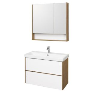 Тумба под раковину Акватон Сканди 90см белый/дуб рустикальный 1A251901SDZ90