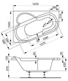 Акриловая ванна VagnerPlast Selena VPBA141SEL3LE-04 левая 147x100см белый