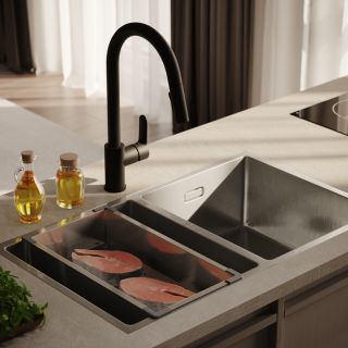 Смеситель для кухни IDDIS Cuba CUBBLP0i05 с выдвижным изливом чёрный матовый