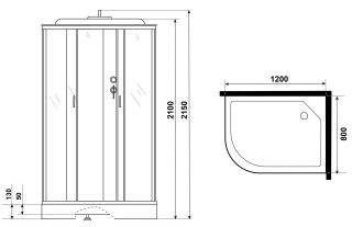 Душевая кабина Niagara NG-3312-14RF с гидромассажем 120x80см серебро/матовое