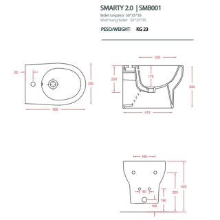 Биде Artceram HIDRA SMARTY SMB001 01 00 белое