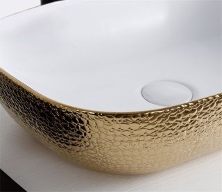 Раковина CeramaLux  D1333H025 бело-золотая 46 см