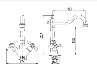 Смеситель для раковины Rav Slezak Morava retro MK421.5/8SM Бронза