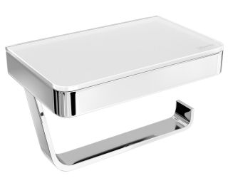 Держатель для туалетной бумаги Lemark Glass Line 9721028 с полкой хром/белое стекло