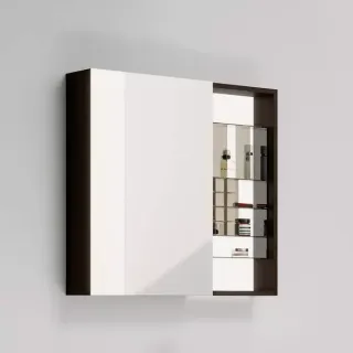 Зеркальный шкаф Black&White 929.MС800 тёмное дерево левый 75 см