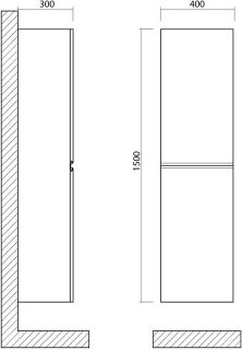 Шкаф подвесной Art&Max Bianchi 40x150см белый глянцевый AM-Bianchi-1500-2A-SO-BL
