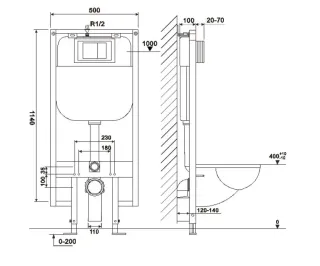 Инсталляция для унитаза Cerutti SPA CR557 с рамой повышенной коррозионной стойкости