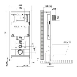 Инсталляция для подвесного унитаза Lemark Peneda 9880110 с кнопкой смыва Bit хром глянец