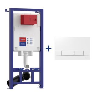 Инсталляция для подвесного унитаза Lemark Peneda 9880412 с кнопкой смыва Bit белый глянец