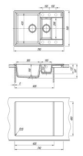 Кухонная мойка Lemark Ramza 760 9910037 антрацит