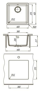 Кухонная мойка Lemark Sinara 400-U 9910063 грей