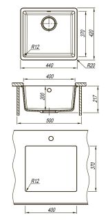 Кухонная мойка Lemark Sinara 440-U 9910068 бежевый