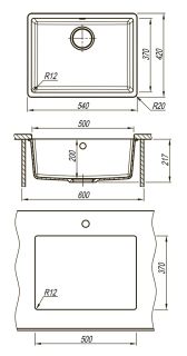 Кухонная мойка Lemark Sinara 540-U 9910077 серый шёлк