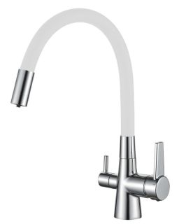 Смеситель для кухни Haiba HB76858-8 с подключением фильтра питьевой воды белый