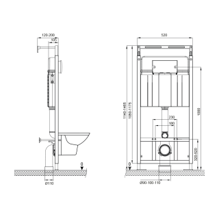 SET Инсталляция Sava Slim Superior+клавиша смыва хром матовый квадр. SMART