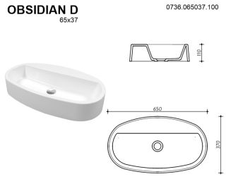 Раковина Whitecross Obsidian D 0736.065037.100 65см белый глянец