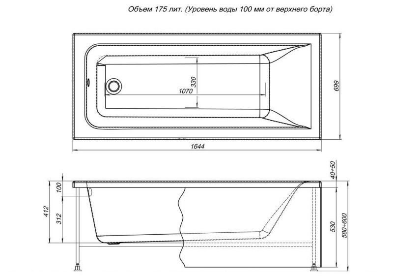 Акриловая ванна Aquanet Bright 229217 165x70 см
