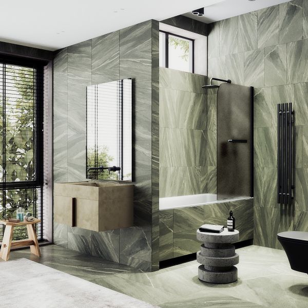 Шторка на ванну MaybahGlass MGV-778-6 60см чёрный