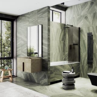 Шторка на ванну MaybahGlass MGV-790-6 80см чёрный