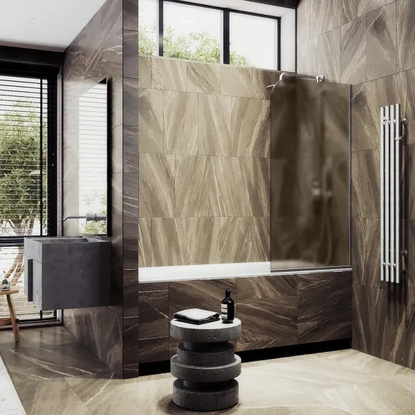 Шторка на ванну MaybahGlass MGV-74-5у 60см хром матовый