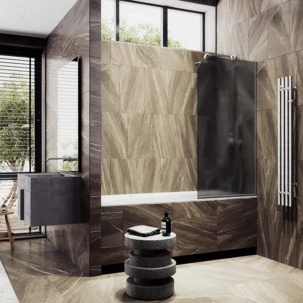 Шторка на ванну MaybahGlass MGV-153-5у 74см хром матовый