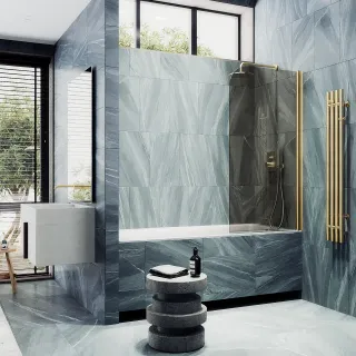 Шторка на ванну MaybahGlass MGV-622-3 80см золото