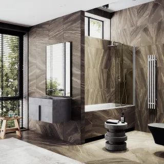 Шторка на ванну MaybahGlass MGV-611-5 60см хром матовый