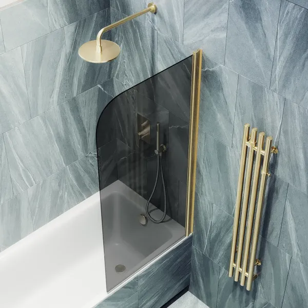 Шторка на ванну MaybahGlass MGV-608-3 50см золото
