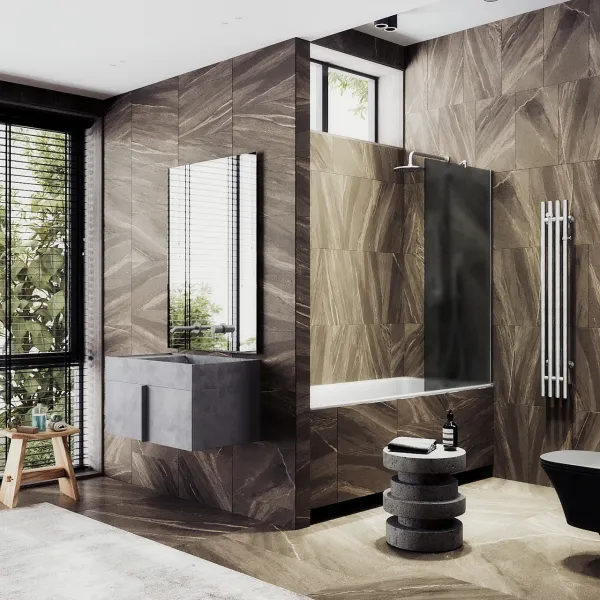 Шторка на ванну MaybahGlass MGV-87-5ш 70см хром матовый