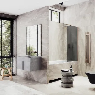 Шторка на ванну MaybahGlass MGV-604-2 40см бронза