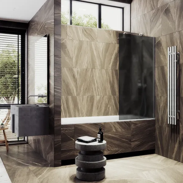 Шторка на ванну MaybahGlass MGV-86-5ш 60см хром матовый