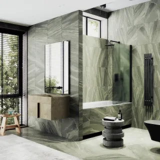 Шторка на ванну MaybahGlass MGV-620-6 70см чёрный