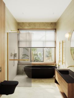 Душевая перегородка MaybahGlass MGD-727-3ш 79см золото