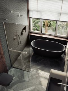 Душевая перегородка MaybahGlass MGD-727-5у 79см хром матовый