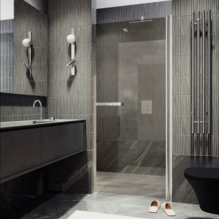 Душевая дверь MaybahGlass MGD-454-5 80см хром матовый/бронза