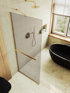 Душевая перегородка MaybahGlass MGD-727-3у 79см золото