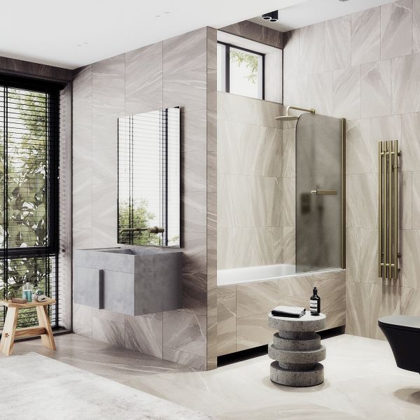 Шторка на ванну MaybahGlass MGV-790-2 80см бронза