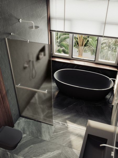 Душевая перегородка MaybahGlass MGD-728-5у 79см хром матовый