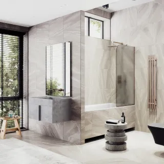 Шторка на ванну MaybahGlass MGV-75-2у 70см бронза