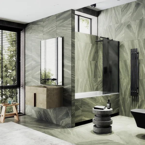 Шторка на ванну MaybahGlass MGV-88-6ш 80см чёрный