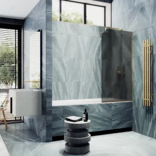 Шторка на ванну MaybahGlass MGV-86-3у 60см золото