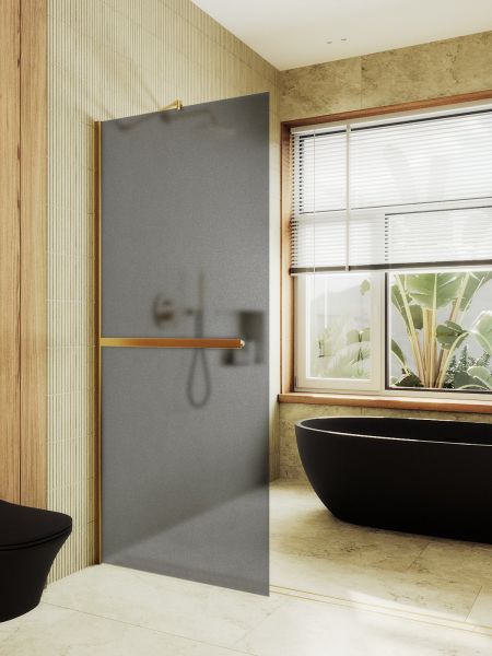 Душевая перегородка MaybahGlass MGD-730-3ш 79см золото