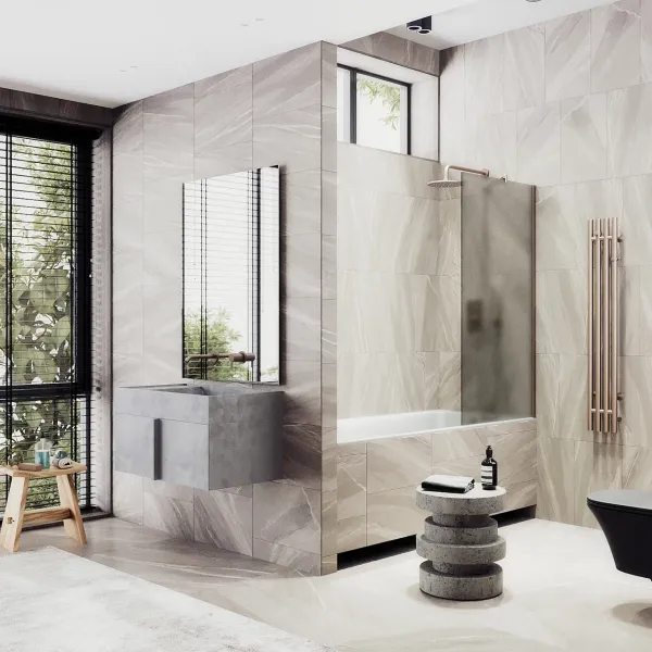 Шторка на ванну MaybahGlass MGV-77-2ш 90см бронза