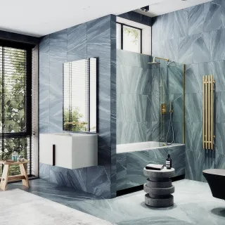 Шторка на ванну MaybahGlass MGV-248-3ш 30см золото