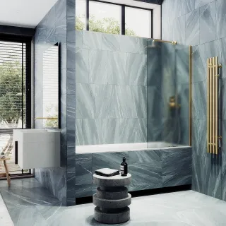 Шторка на ванну MaybahGlass MGV-92-3ш 60см золото