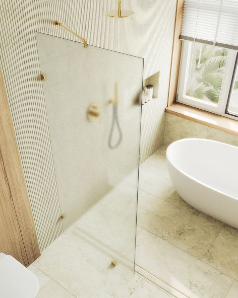 Душевая перегородка MaybahGlass MGD-268-3 79см золото