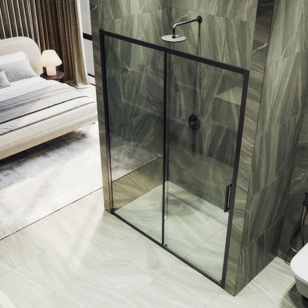 Душевая дверь MaybahGlass MGD-1277-6 150см чёрный/прозрачный